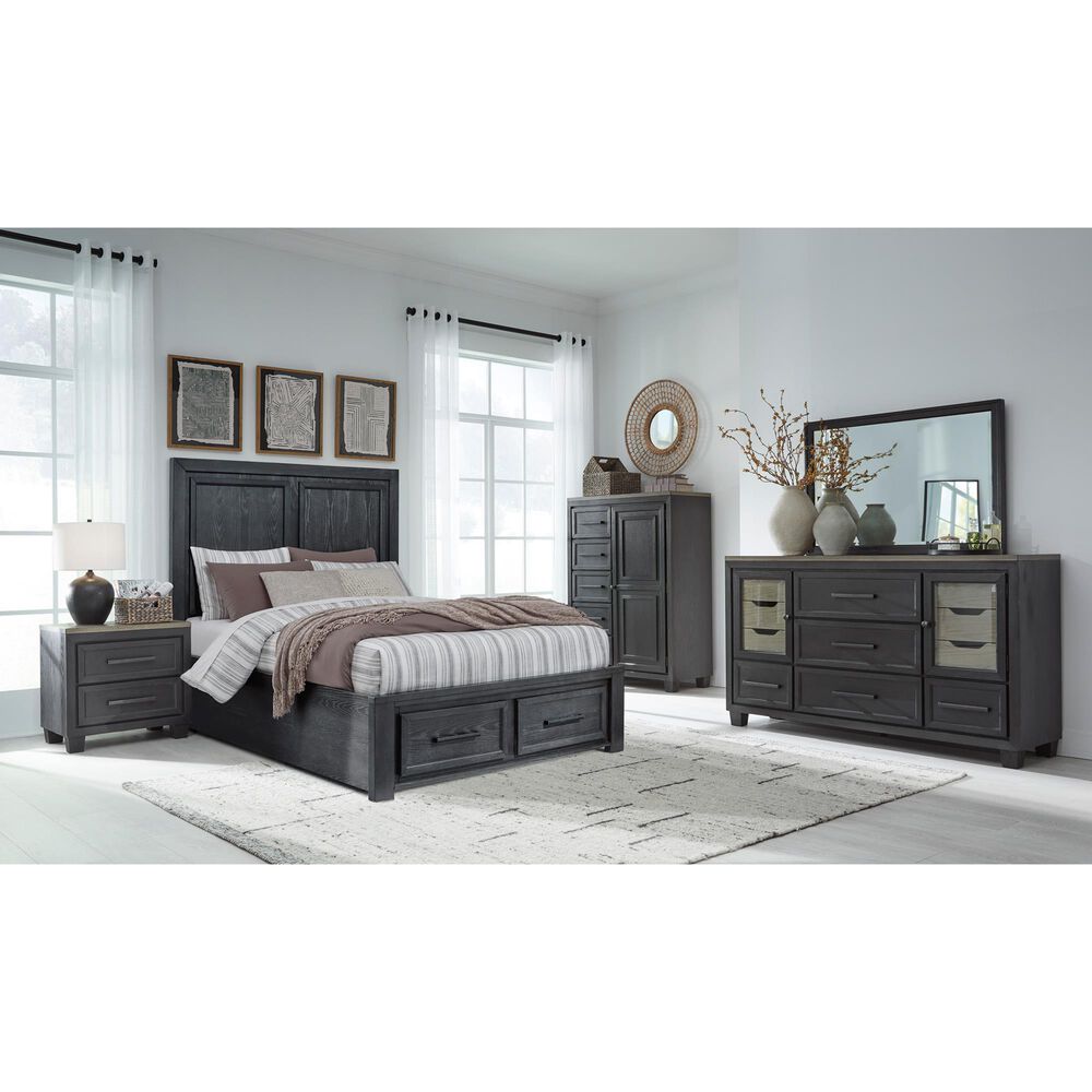 Millenium Foyland Queen Storage Bed and Two Nightstands in Black and Brown, , large