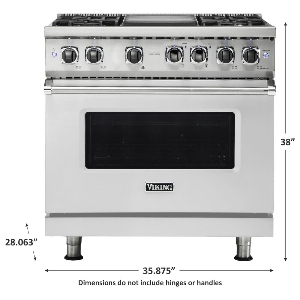 Viking Range 36&quot; Liquid Propane Dual Fuel Range with 4-Burner in Stainless Steel, , large