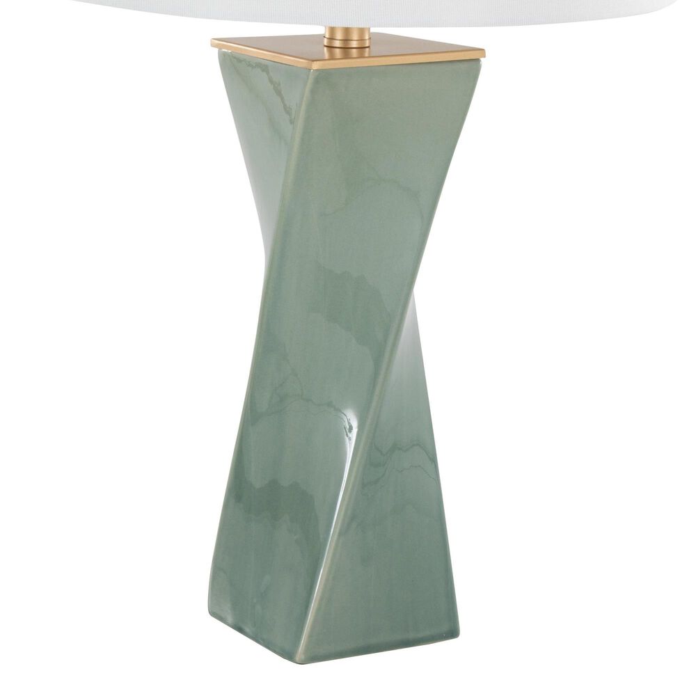 LumiSource Curvo Square Ceramic Table Lamp in Sage Green, , large
