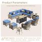 HOMLUX 13-Piece Patio Conversation Set with 54" Fire Pit Table in Denim Blue, , large
