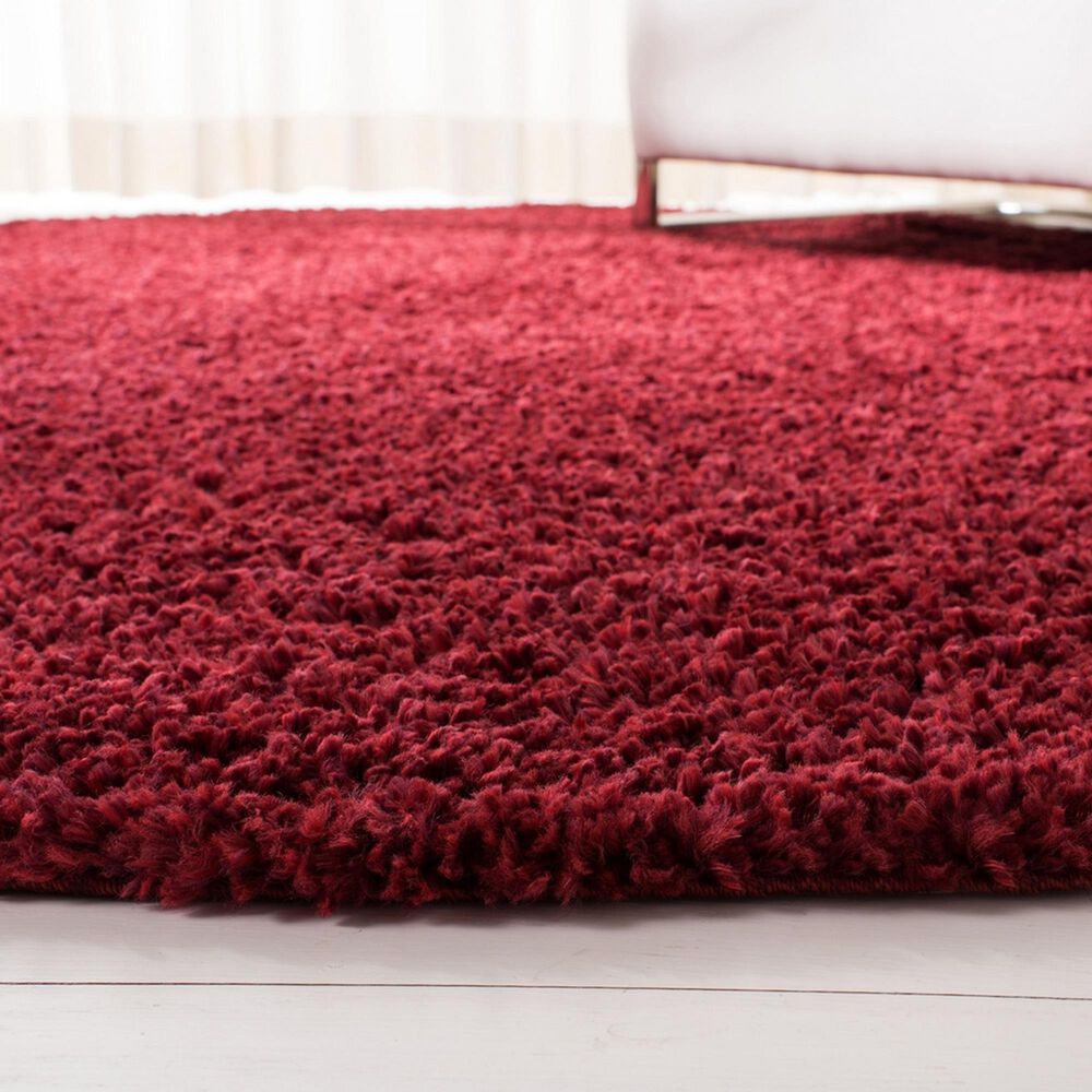 Safavieh August Shag 6&#39;7&quot; Round Burgundy Area Rug, , large