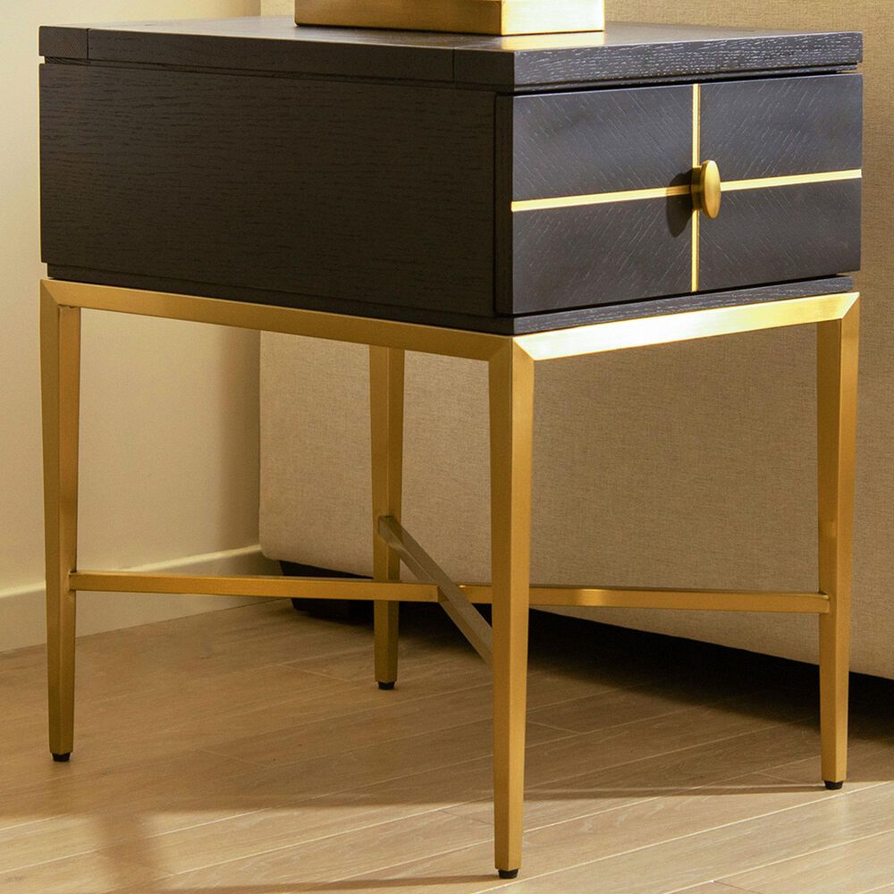 Jennifer Taylor Home Kingsly Storage Side Table in Espresso Black and Gold, , large
