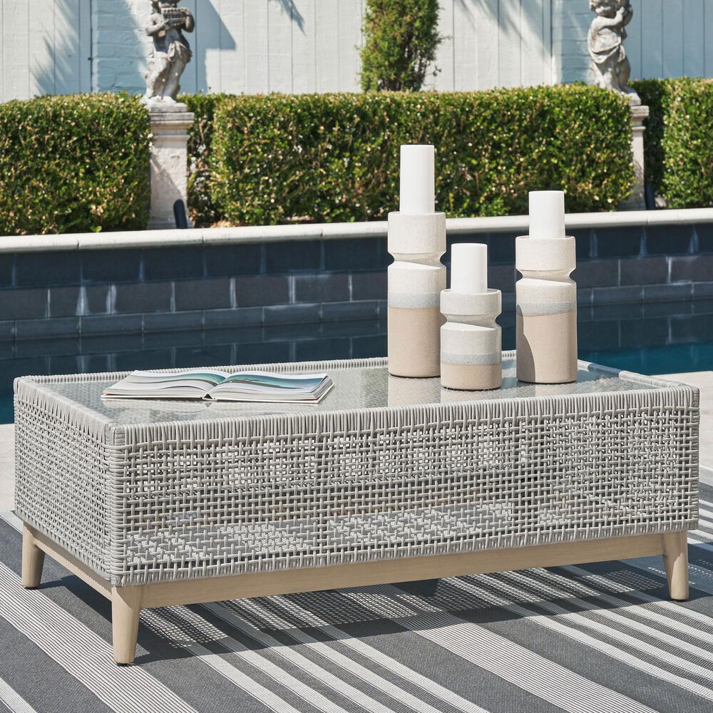 Ashley Seton Creek Patio Rectangular Cocktail Table in Gray, , large