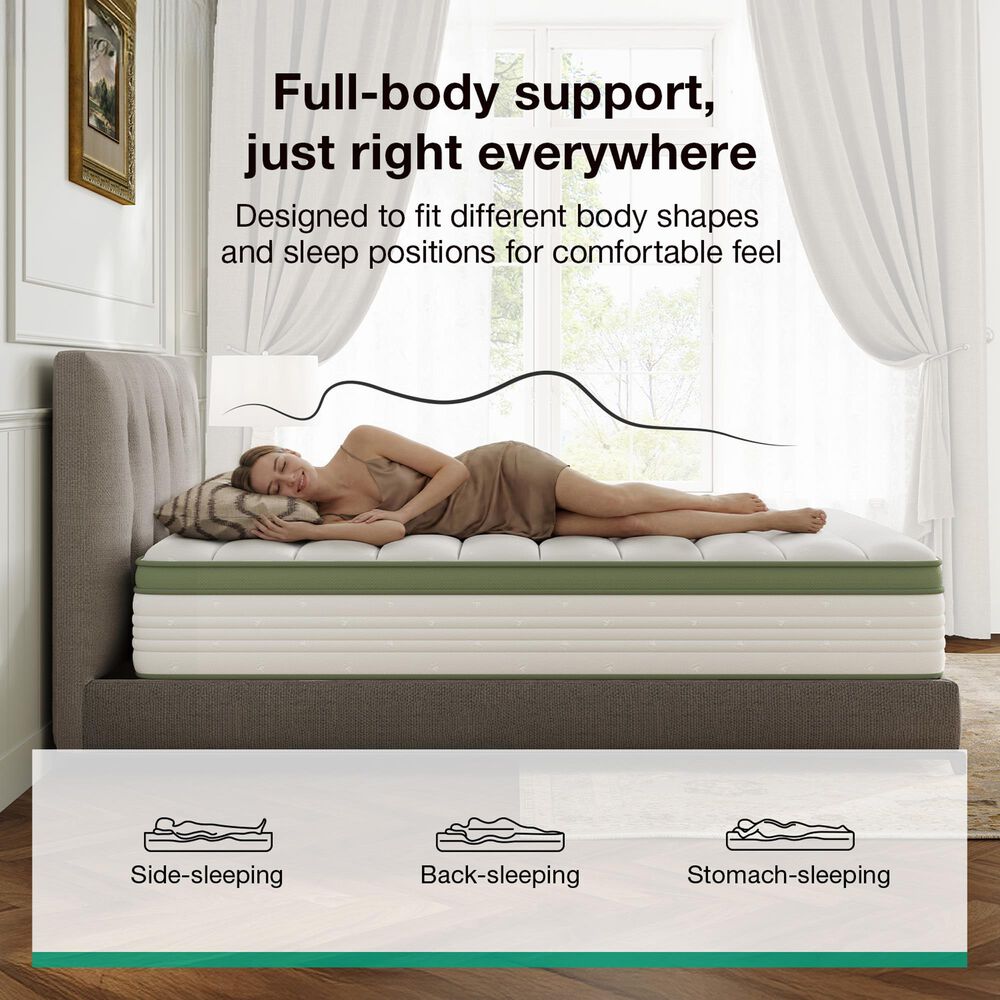 Novilla Grove 12" Medium Hybrid King Mattress in a Box, , large