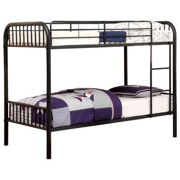 Furniture of America Lemus Twin over Twin Bunk Bed in Black, , large