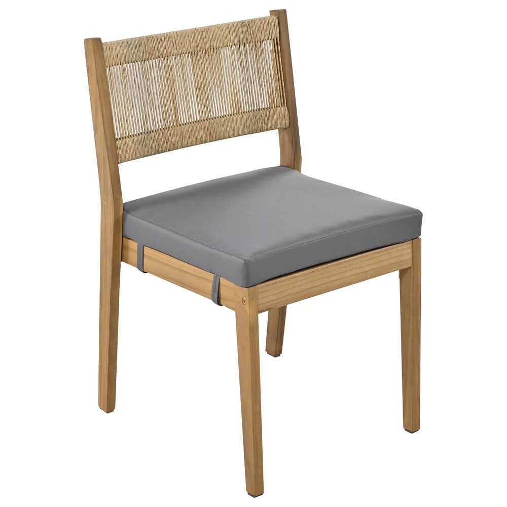 Hearth and Haven 5-Piece Outdoor Wooden Dining Set with U-Leg Table and Cushioned Chairs in Gray, , large