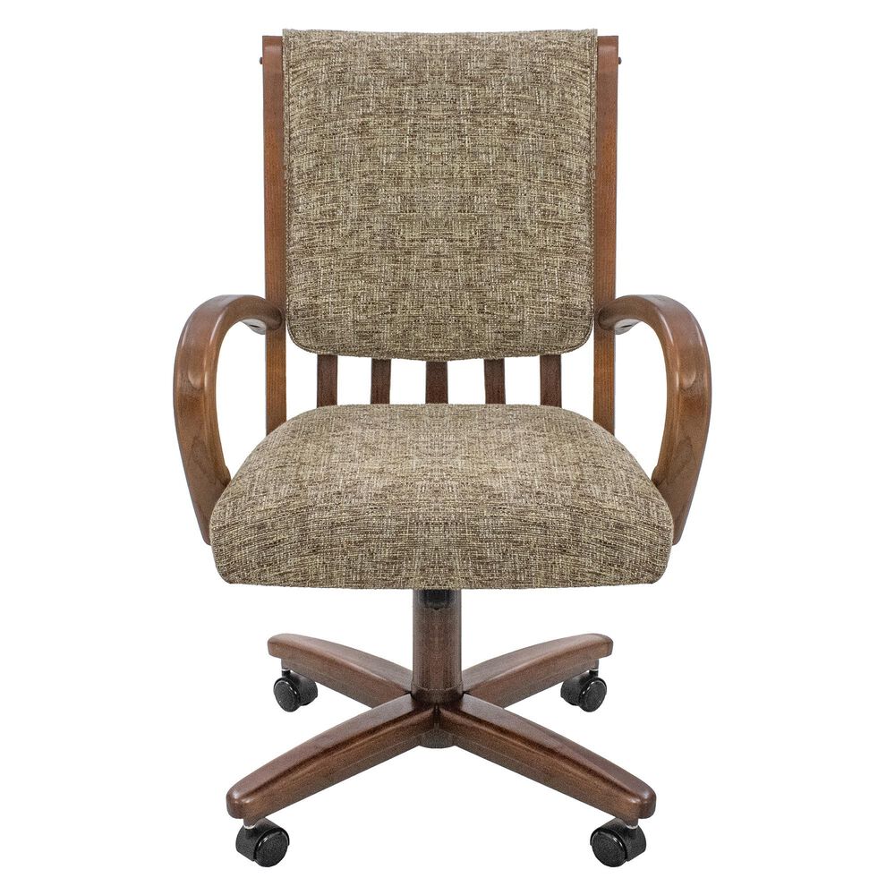 CHROMCRAFT Dining Arm Chair in Noriko Earth Upholstery and Walnut Finish, , large