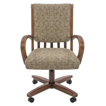 CHROMCRAFT Dining Arm Chair in Noriko Earth Upholstery and Walnut Finish, , large