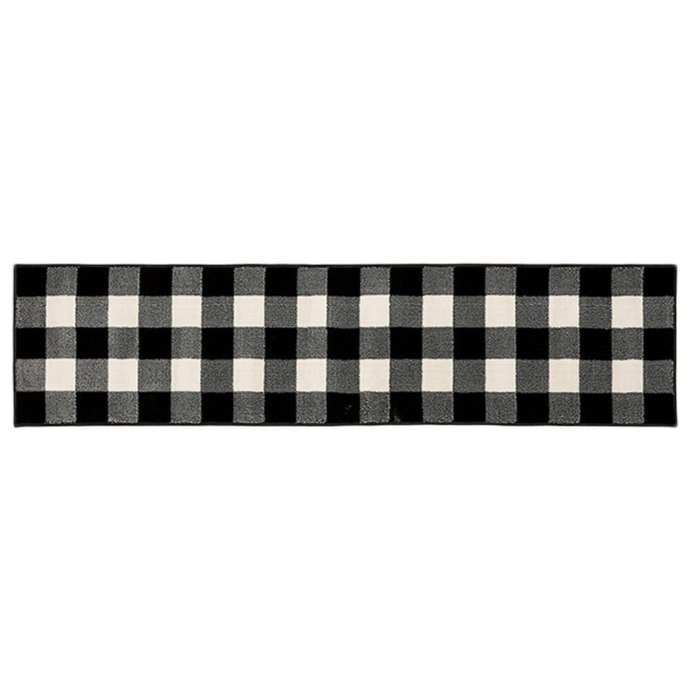 Oriental Weavers Georgia Geometric 678D0 1'10" x 7'6" Black and Ivory Runner, , large