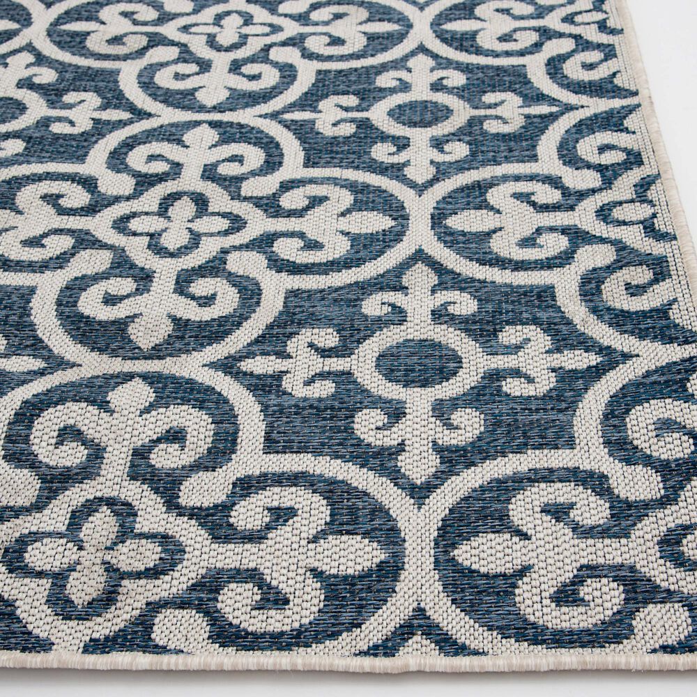 Central Oriental New Zealand Need 5&#39;3&quot; x 7&#39;7&quot; Cobalt and Ecru Area Rug, , large