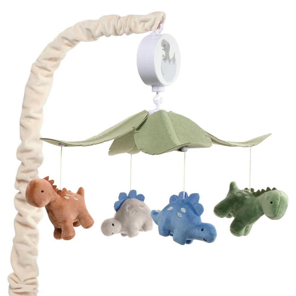 Lambs &amp; Ivy Dino-Might Dinosaur Musical Baby Crib Mobile in Multicolor, , large