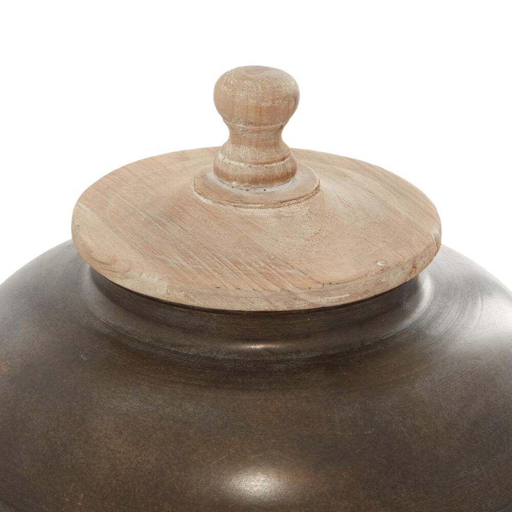 Maple and Jade 12&quot; x 14&quot; Rustic Metal Decorative Jar in Brown, , large