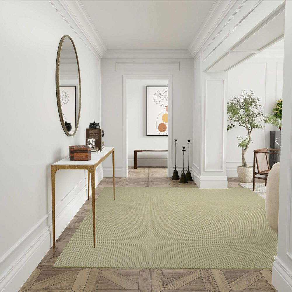 Nourison Courtyard Ivory and Green 8&#39; x 10&#39; Indoor/Outdoor Area Rug, , large