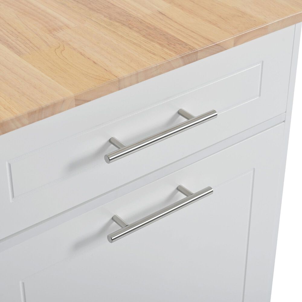 HOMLUX 47" Fluted Kitchen Island with Trash Can Storage Cabinet in White and Natural, , large