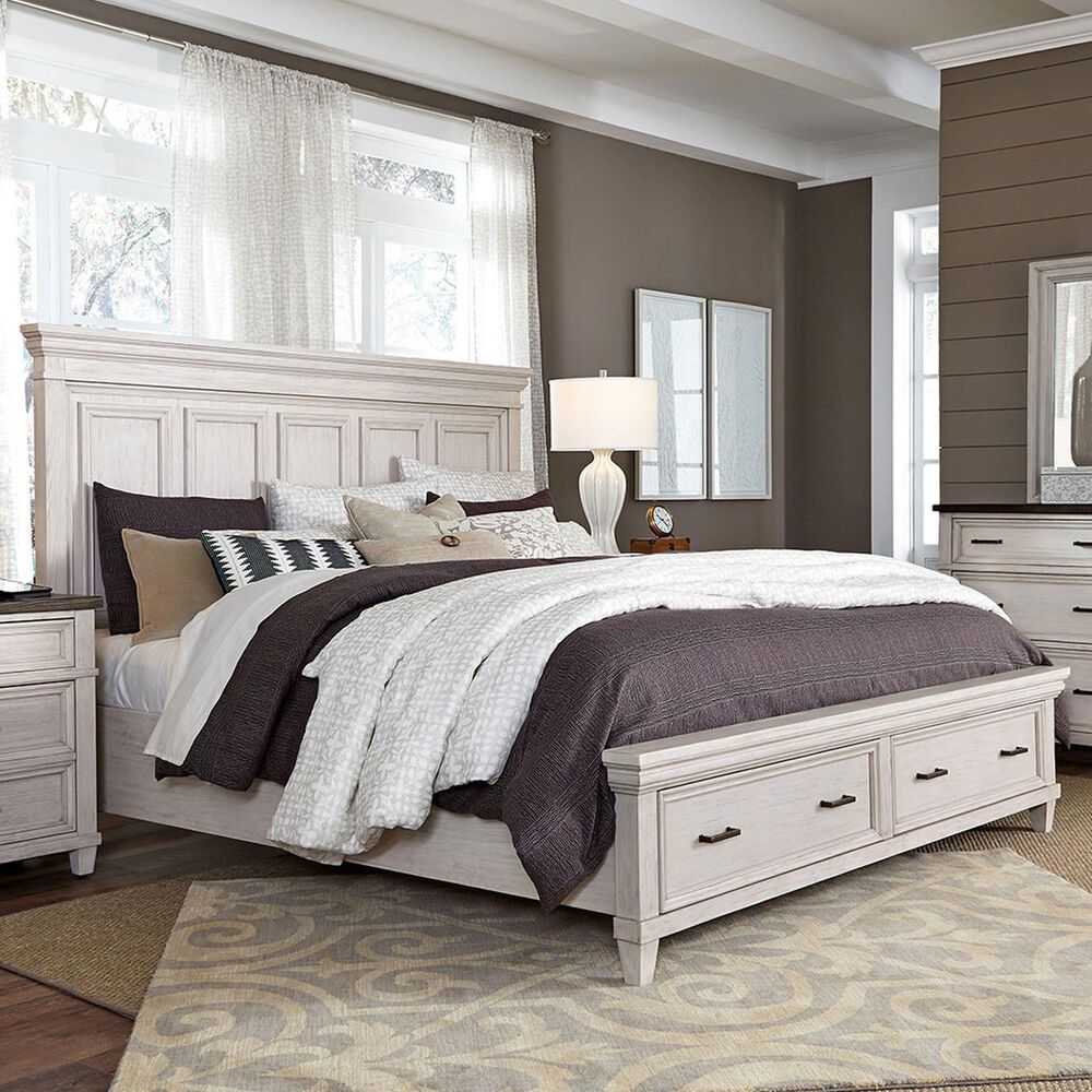 Riva Ridge Caraway Queen Storage Bed in Aged Ivory, , large