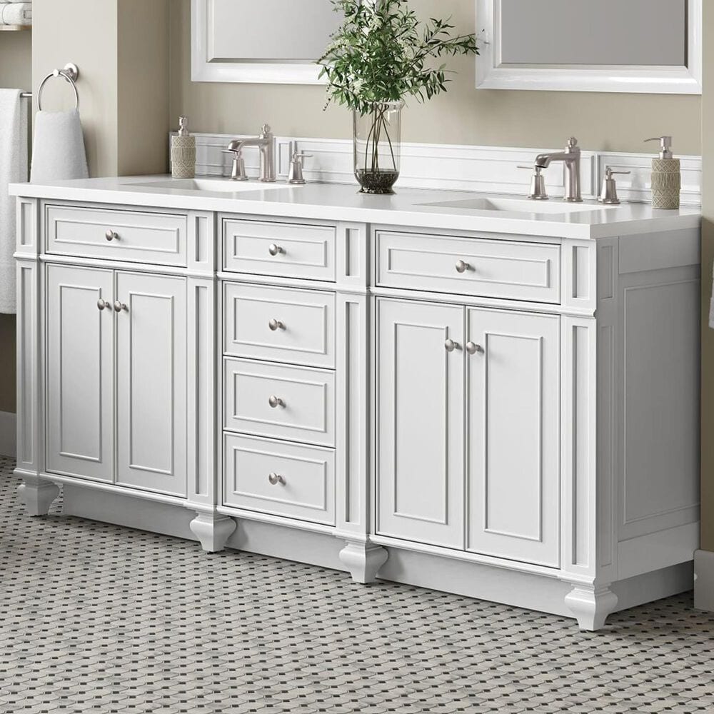 James Martin Bristol 72" Double Bathroom Vanity Cabinet in Bright White, , large