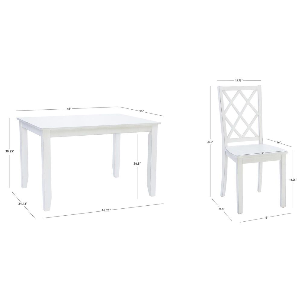 Linon Home Decor Hamlet 5-Piece Rectangular Dining Set in White, , large