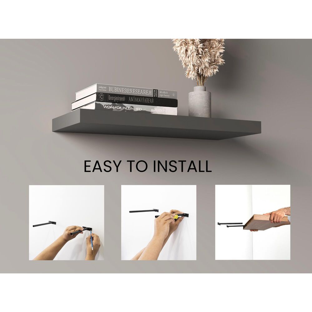 Hearth and Haven Ecco32" Floating Wall Shelf with Concealed Mounting in Gray (Set of 2), , large