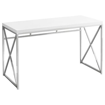 Monarch Specialties 48" Computer Desk in Glossy White and Chrome, , large