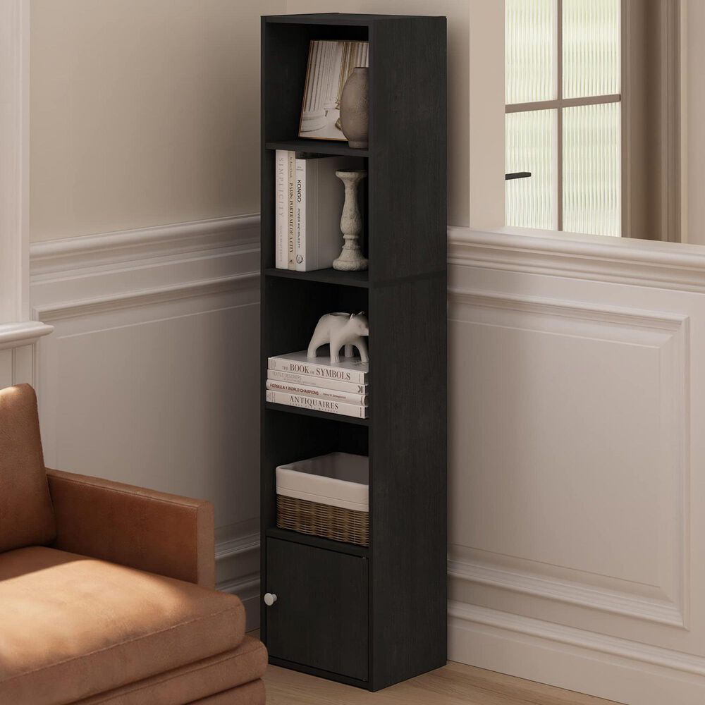 HOMLUX 5-Tier Shelf Bookcase with Door Storage Cabinet in Blackwood, , large