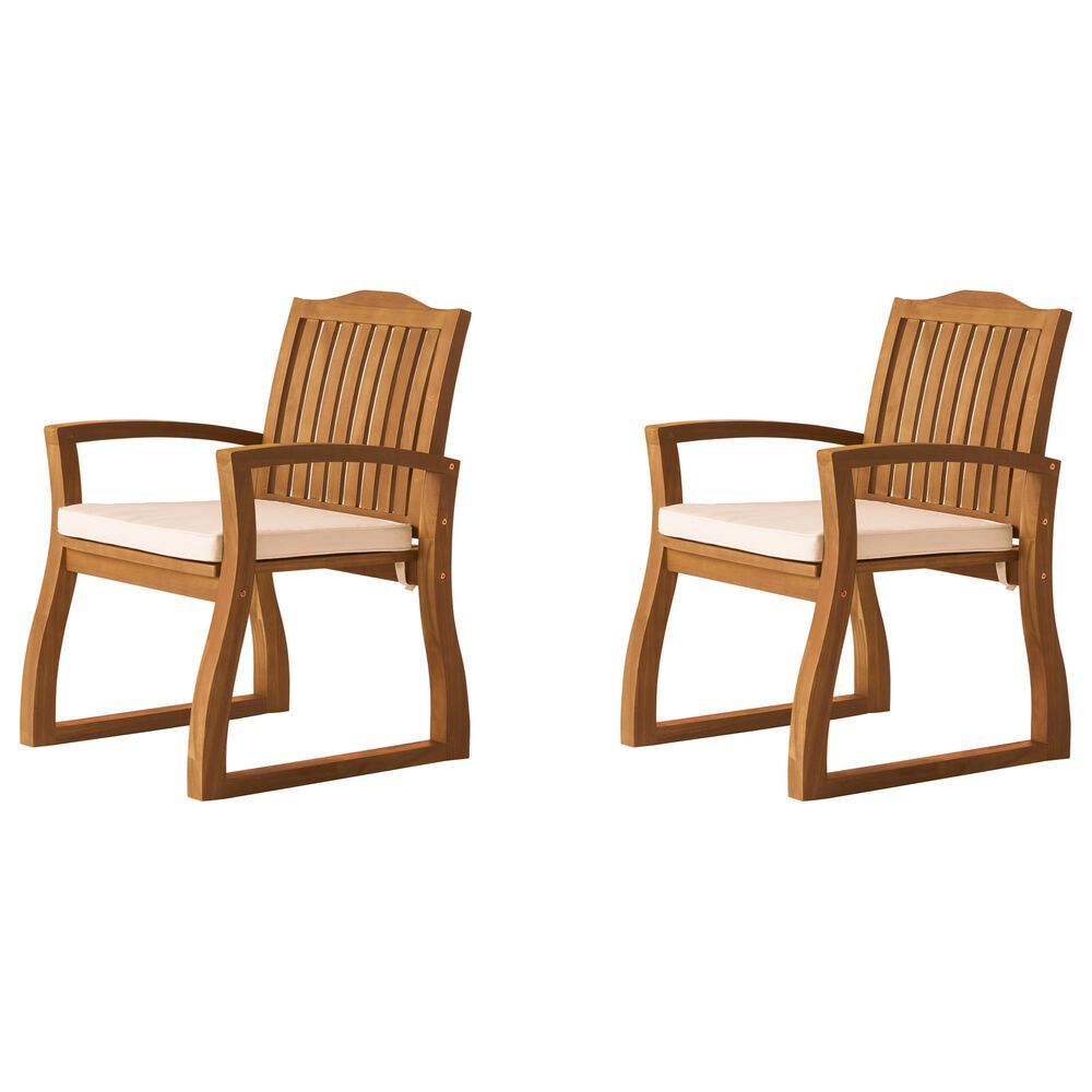 Hearth and Haven Della Dining Chair with Cream Cushion in Teak (Set of 2), , large