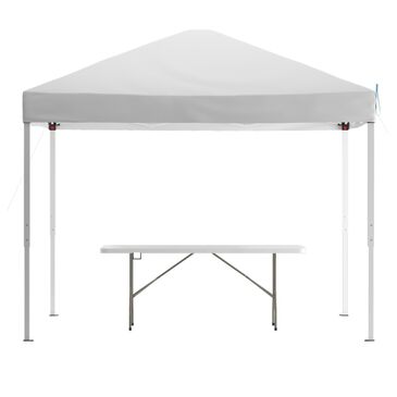 Flash Furniture Otis 2-Piece Dining Set with 10" White Event Canopy Tent in White, , large