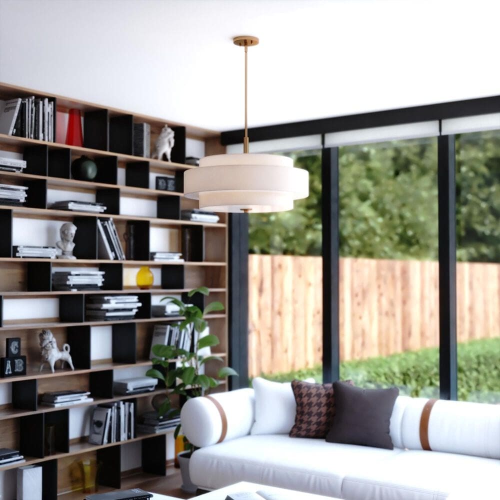 Vaxcel Lighting Brentwood 5-Light Drum Pendant in Sunset Gold, , large