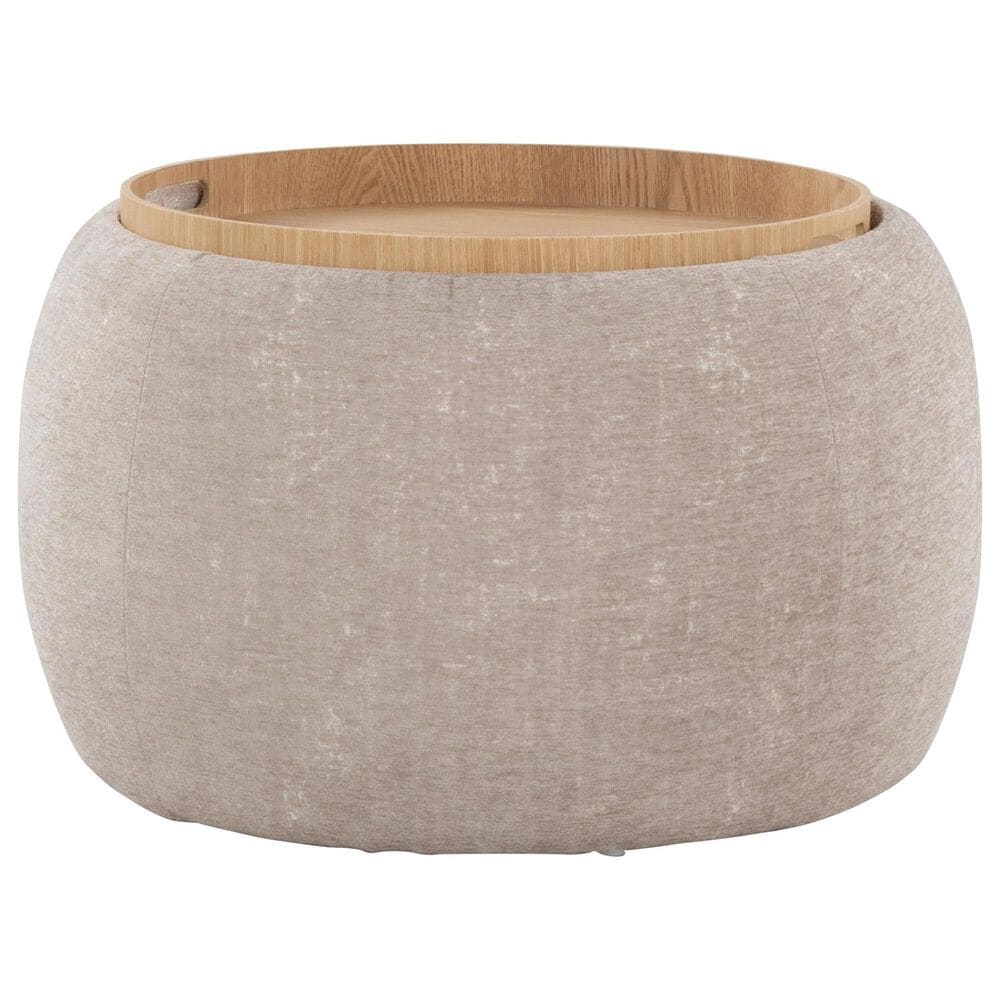 Lumisource Tray Storage Pouf in Light Brown, , large