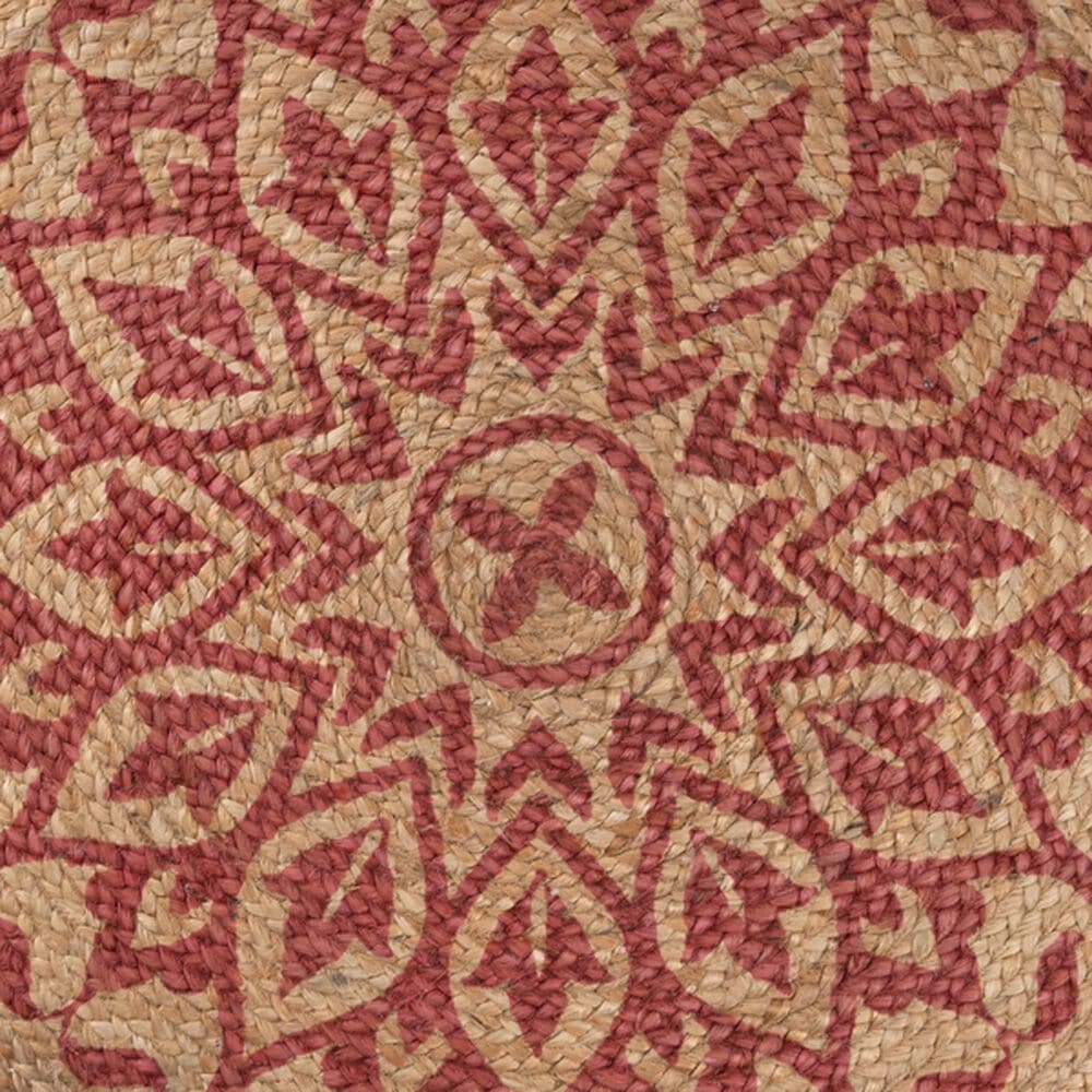 L&amp;R Resources Synergy 54129RED 6&#39; Round Tan and Raspberry Red Area Rug, , large
