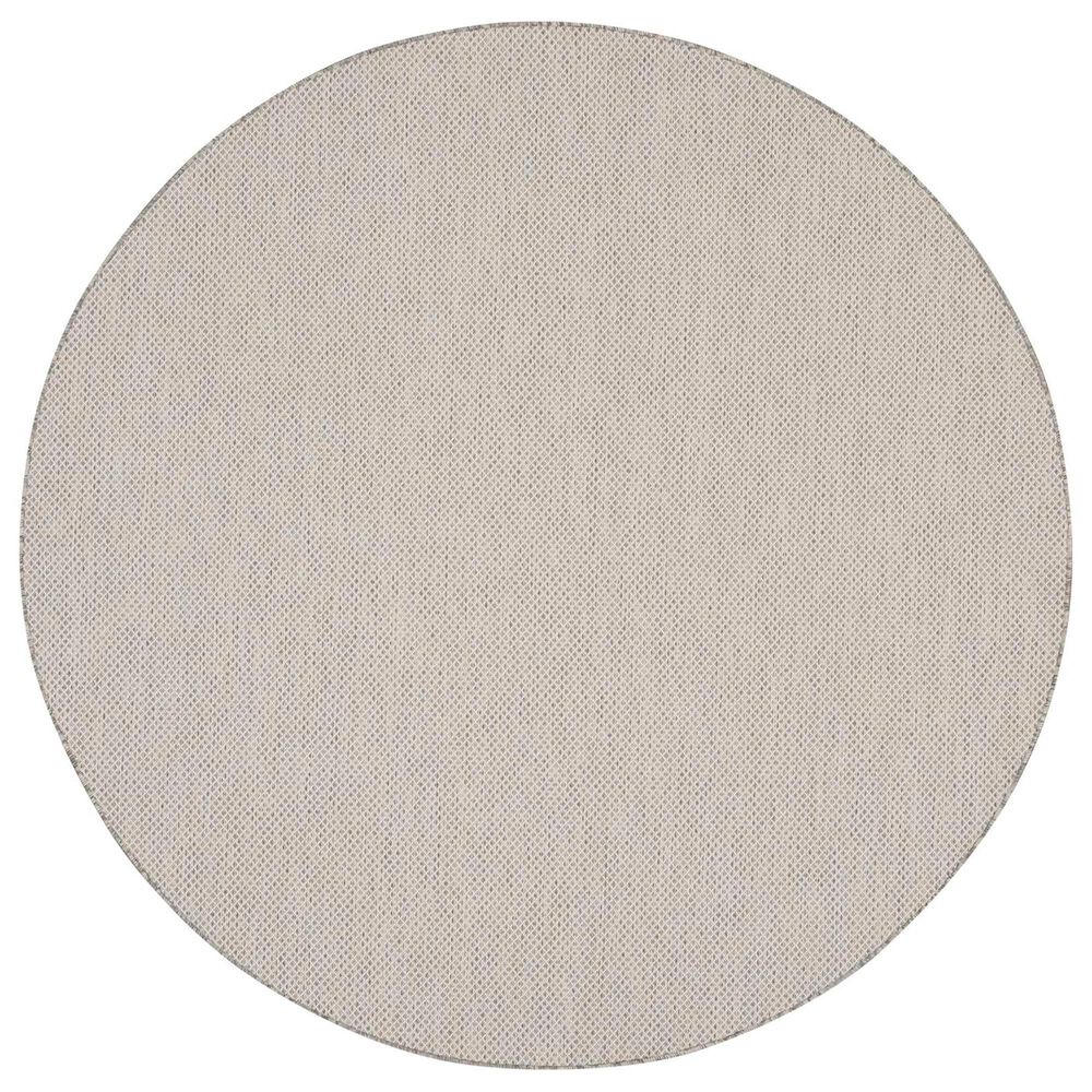 Nourison Courtyard Ivory and Silver 8&#39; Round Indoor/Outdoor Area Rug, , large