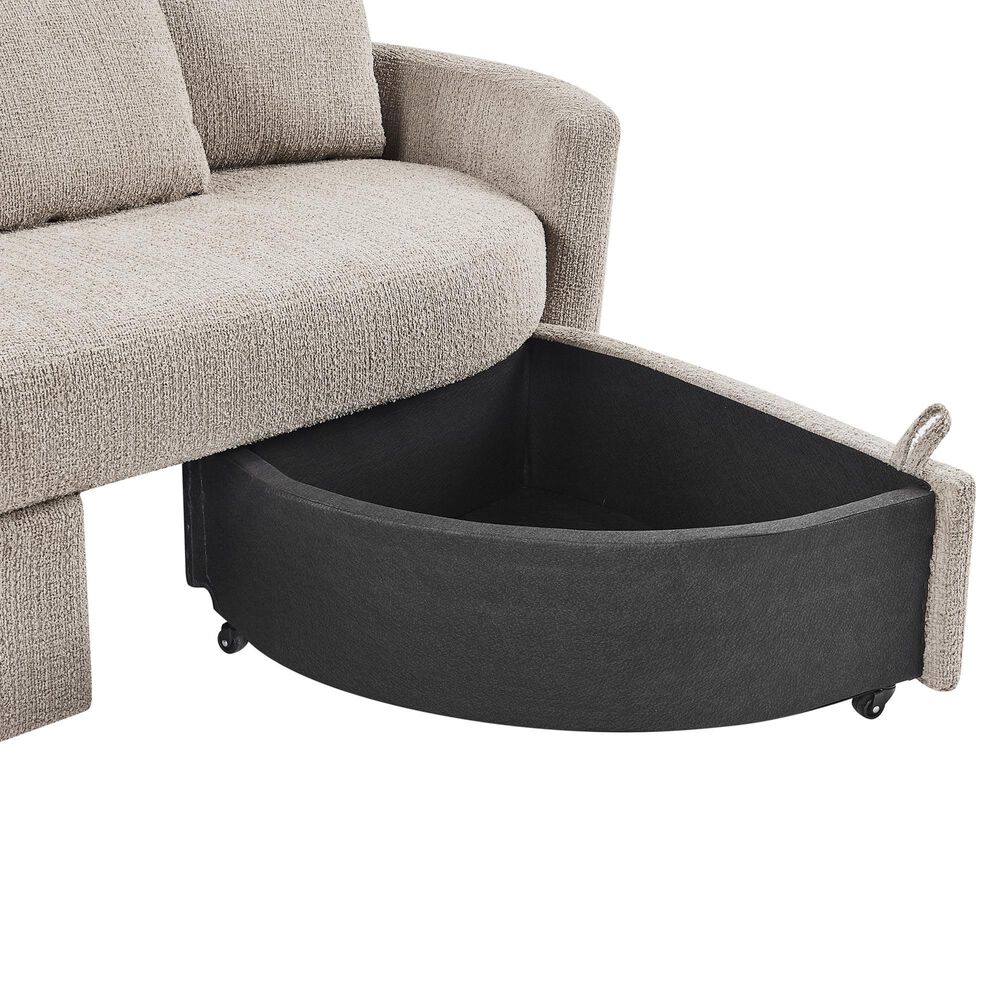 Lifestyle Solutions Beckett Stationary Storage Sofa in Taupe, , large