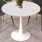 Leisuremod LeisureMod Bristol Mid-Century Modern Round Dining Table with Wood Top and Iron Pedestal Base with Gloss Finish for Kitchen and Dining Room, , large
