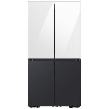 Samsung Bespoke 23 Cu. Ft. Smart Counter Depth 4-Door Flex Refrigerator - White Glass Top Panels and Matte Black Steel Bottom Panels Included, , large