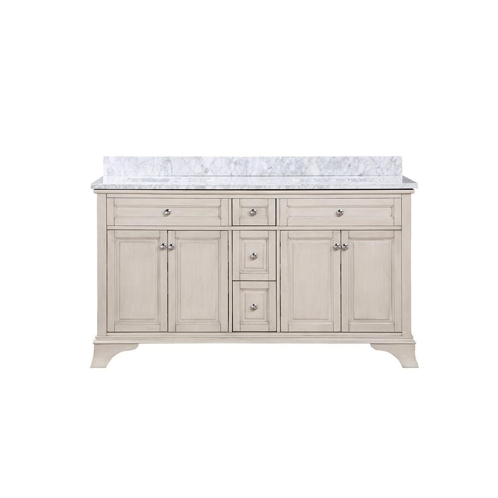 Aurafina Wainwright 60" Vanity with Top and 2 Sinks in Rustic White, , large