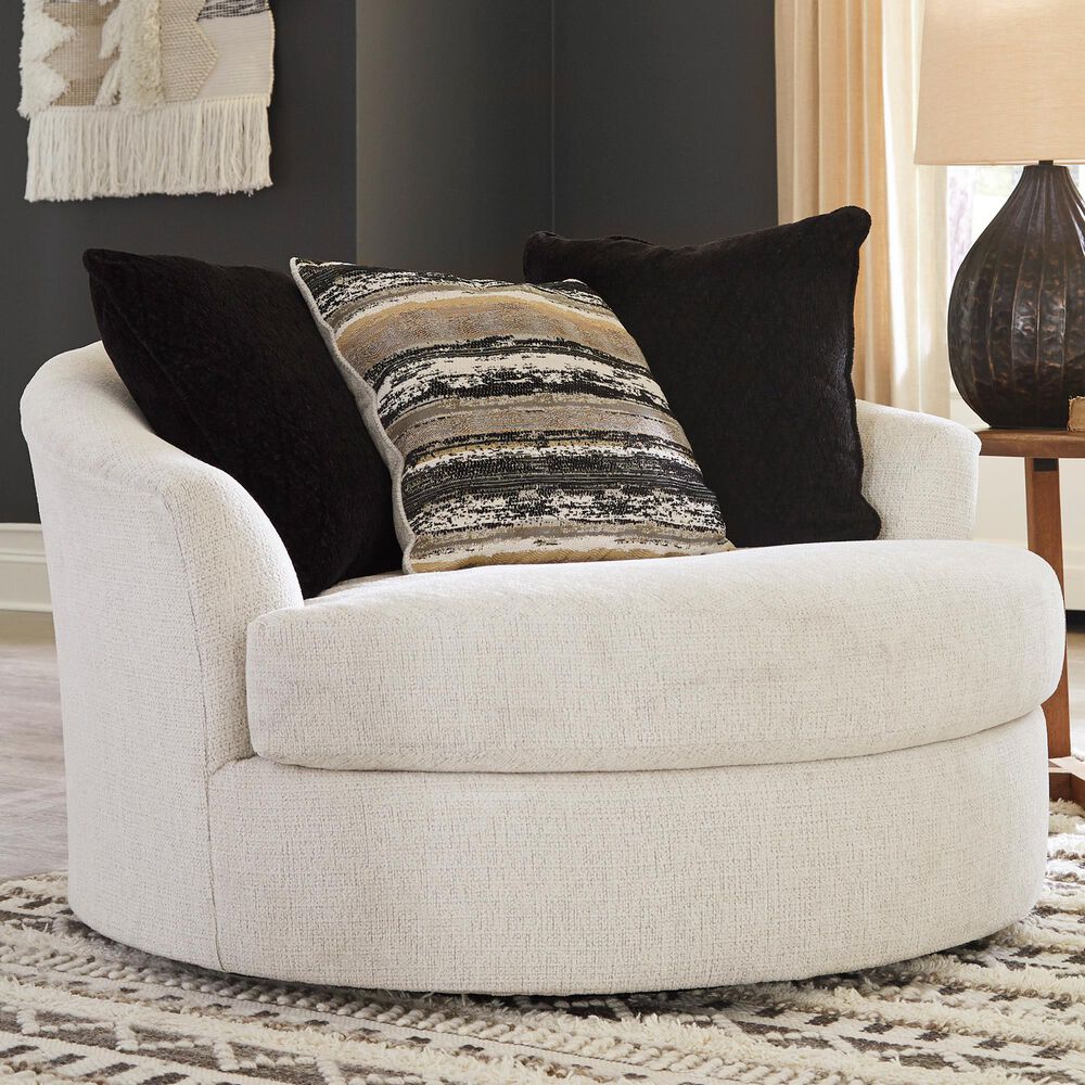 Ashley Cambri Oversized Round Swivel Chair in Snow, , large