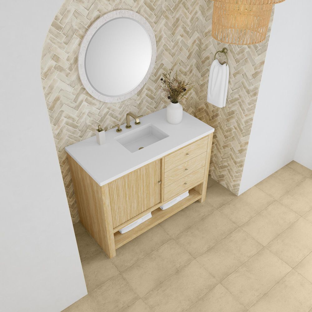 James Martin Vanities Marigot Single 48&quot; Single Vanity in Sun-washed Oak with 3 cm White Zeus Quartz Top, , large