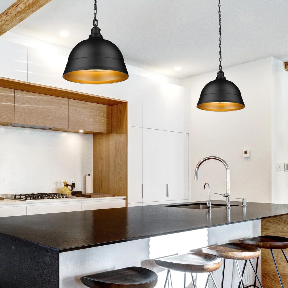 Golden Lighting Rebel 2-Light Pendant in Matte Black, , large