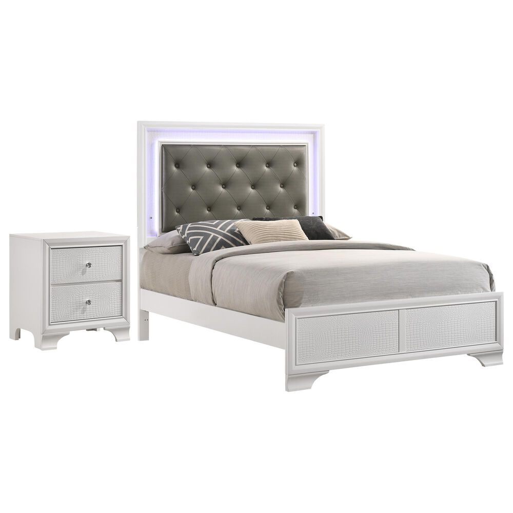 Crown Mark Lyssa Full Bed with Nightstand in White, , large