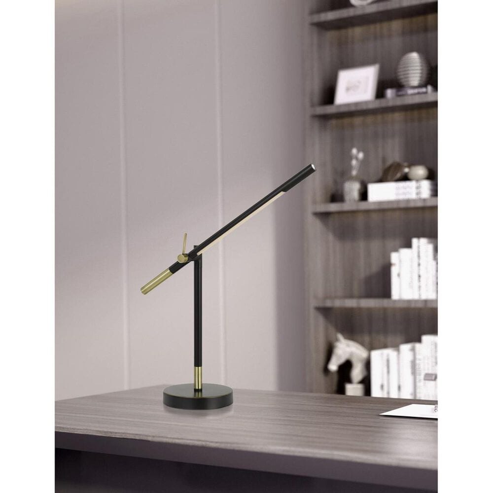 Cal Lighting Virton Adjustable Desk Lamp in Black/Antique Brass, , large