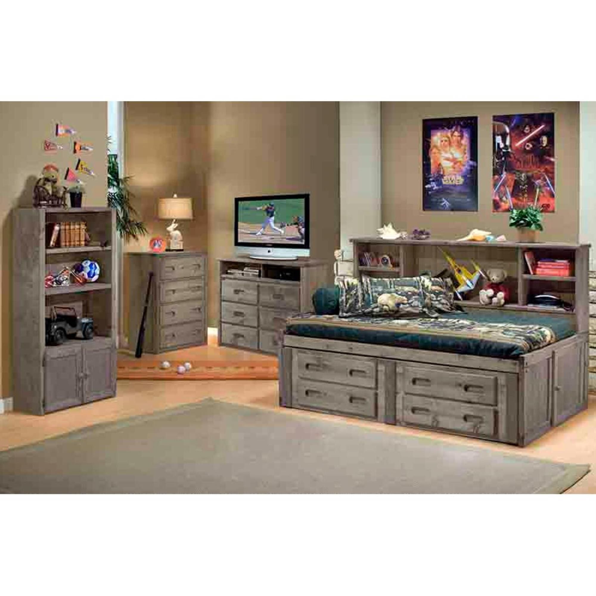 Timber Point Bunkhouse Full Roomsaver Bed in Driftwood Gray