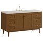 James Martin Laurent 60" Single Bathroom Vanity in Honey Oak with 3 cm Siberian Silestone Top, Rectangular Sink and FreePower Wireless Charger, , large