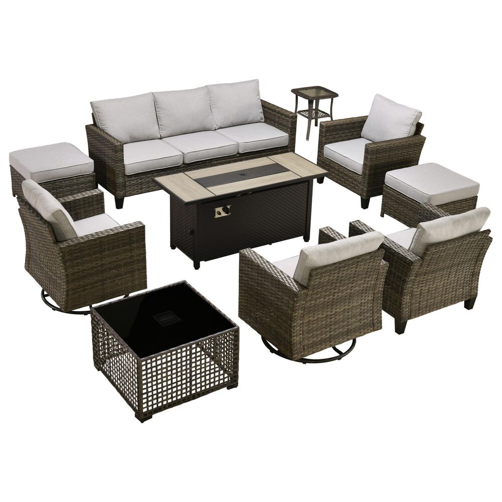HOMLUX 10-Piece Patio Seating Bundle in Gray, , large