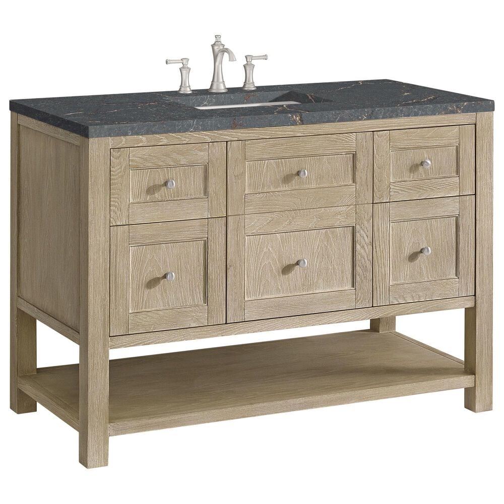 James Martin Vanities Breckenridge 48" Single Vanity in Whitewashed Oak with 3 cm Parisien Bleu Quartz Top, , large