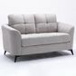 HOMLUX 60"W Modern Woven Fabric Loveseat with Tufted Cushions and Metal Legs in Light Grey, , large