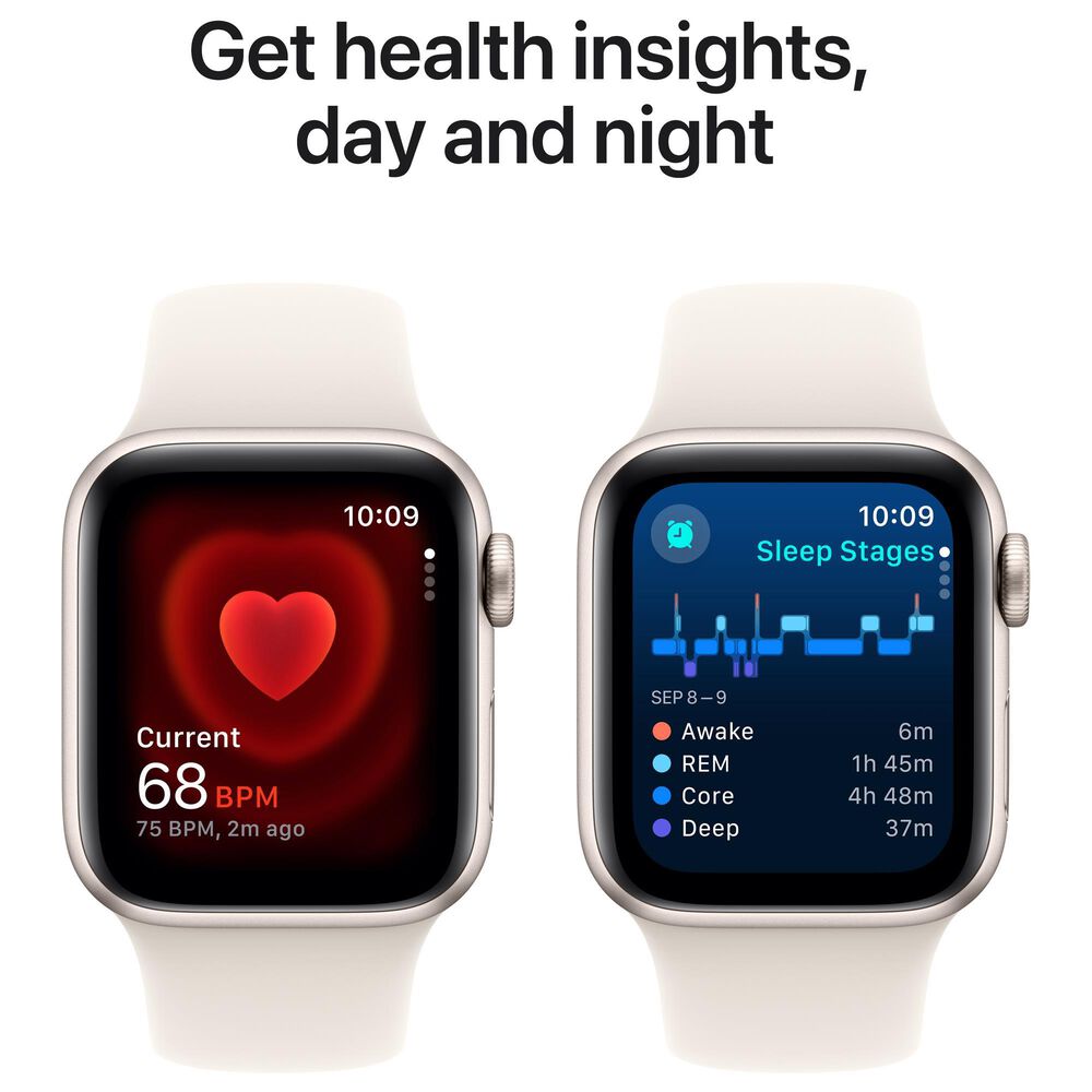Apple Watch SE GPS 40mm Starlight Aluminum Case with Starlight Sport Band - S/M, , large