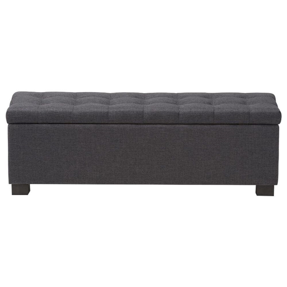 Baxton Studio Roanoke Upholstered Storage Ottoman Bench in Dark Grey NFM
