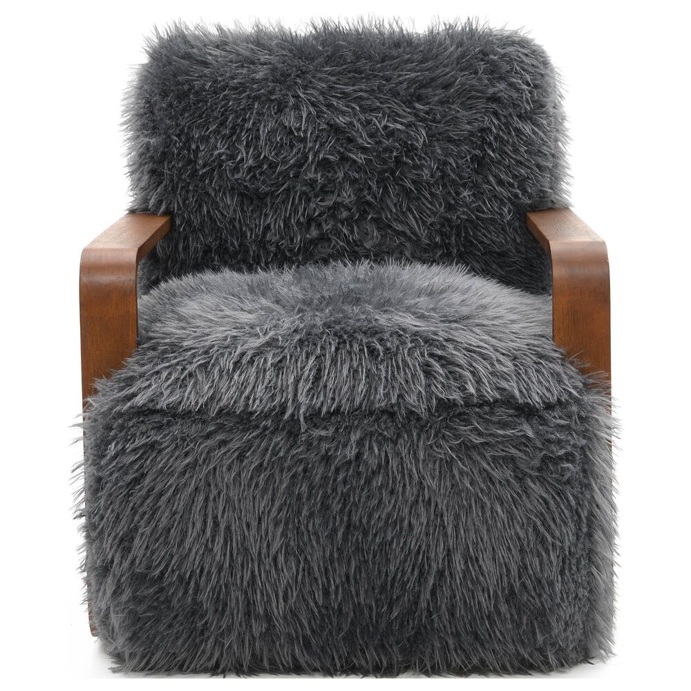 Furniture of America Neyra Long-Haired Accent Chair in Charcoal Gray, , large