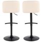 LumiSource Toriano Swivel Adjustable Bar Stool with Cream Faux Leather Upholstery in Black (Set of 2), , large