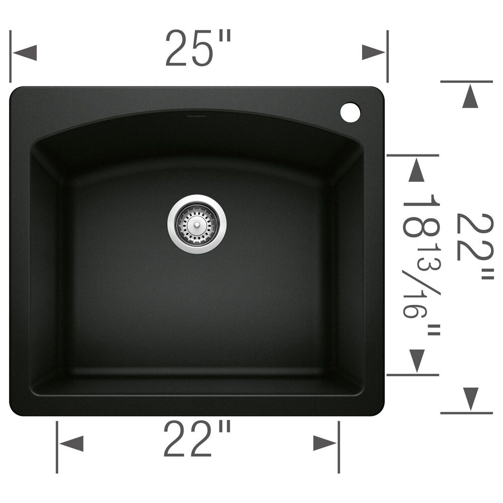 Blanco Diamond Single Dual Mount Sink in Coal Black, , large