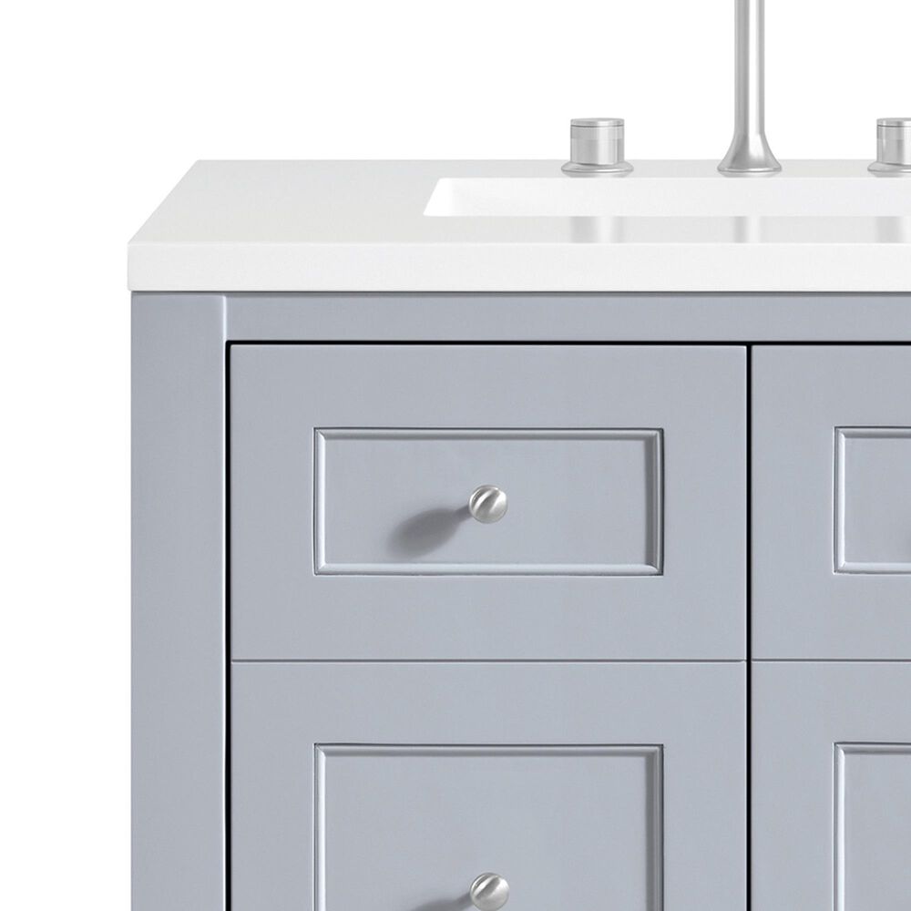 James Martin Vanities Breckenridge 30&quot; Single Bathroom Vanity in Serenity Blue with 3 cm White Zeus Quartz Top and Rectangular Sink, , large